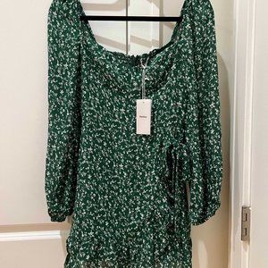 Reformation Petites Cammi Dress in Parsley (Green Floral)